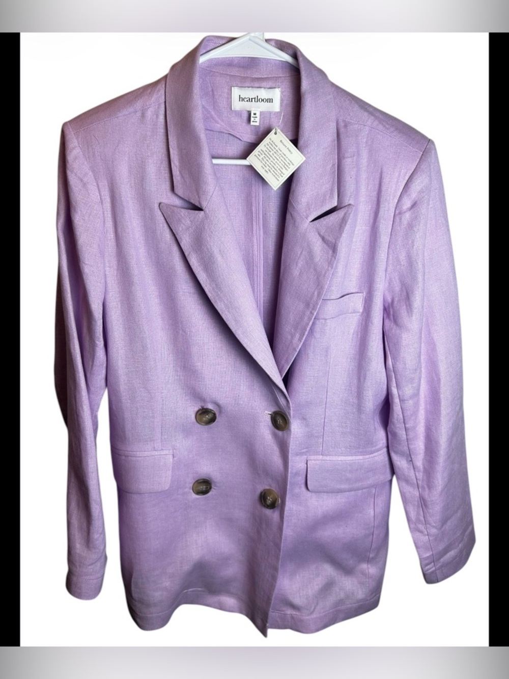 NWT Heartloom Double Breasted Celsa 100% Linen Peony Blazer Size Medium - Picture 2 of 5